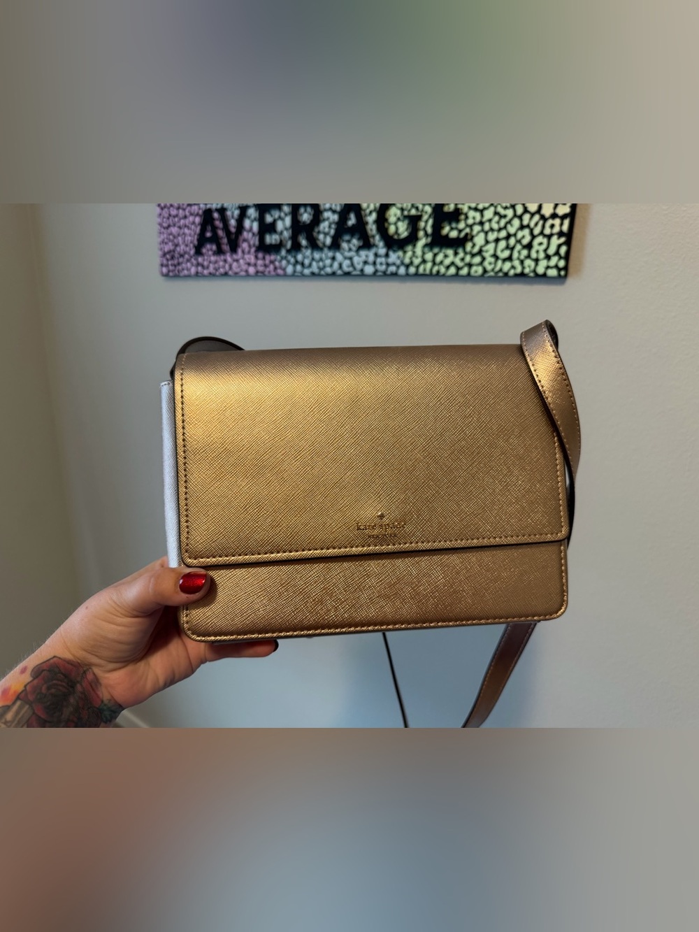 kate spade Metallic Gold Crossbody Wallet
